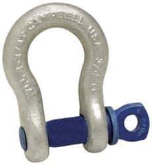 Campbell - 2" Nominal Chain Size, 35 Ton Carbon Steel Bolt Anchor Shackle - 2" Diam, 2-1/4" Pin Diam, 7-3/4" High x 3-1/4" Wide Inside Jaw, 5-3/4" Inside Width, 4-7/8" Max Body Thickness - Top Tool & Supply