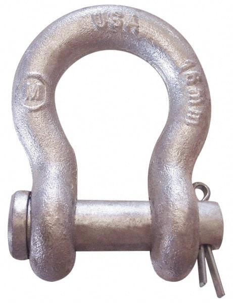 CM - 5/8" Nominal Chain Size, 3 Ton Carbon Steel Loose Anchor Shackle - 5/8" Diam, 3/4" Pin Diam, 2-7/16" High x 1-1/16" Wide Inside Jaw, 1-9/16" Inside Width, 1-7/16" Max Body Thickness - Top Tool & Supply