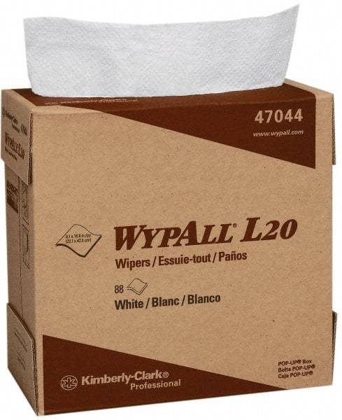 WypAll - L20 Dry General Purpose Wipes - Pop-Up, 16-3/4" x 9" Sheet Size, White - Top Tool & Supply