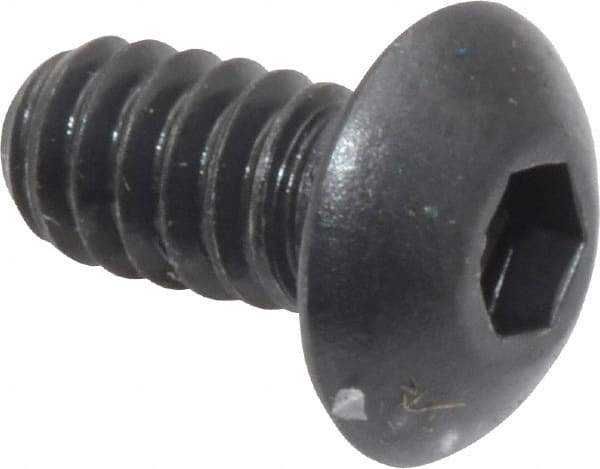 Unbrako - #10-24 UNC Hex Socket Drive, Button Screw - Alloy Steel, Black Oxide Finish, 3/8" Length Under Head - Top Tool & Supply