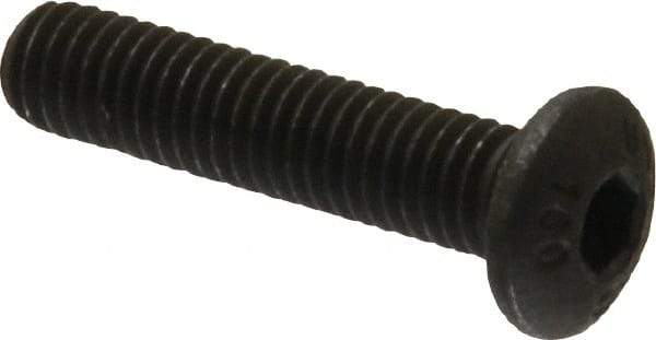 Unbrako - #10-32 UNF Hex Socket Drive, Button Screw - Alloy Steel, Black Oxide Finish, 7/8" Length Under Head - Top Tool & Supply