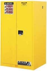 Justrite - 2 Door, 2 Shelf, Yellow Steel Standard Safety Cabinet for Flammable and Combustible Liquids - 65" High x 34" Wide x 34" Deep, Manual Closing Door, 3 Point Key Lock, 60 Gal Capacity - Top Tool & Supply