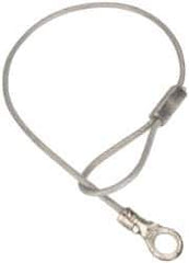 Made in USA - 6" Long, Steel Cable Loop & Eye End, Quick Release Pin Lanyard - 3/64" Cable Diam, #10 Hole Diam, Nylon Cable, Galvanized Finish - Top Tool & Supply