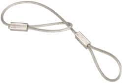 Made in USA - 6" Long, Steel Cable Loop & Loop End, Quick Release Pin Lanyard - 3/64" Cable Diam, Nylon Cable, Galvanized Finish - Top Tool & Supply