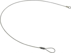 Made in USA - 18" Long, Steel Cable Loop & Eye End, Quick Release Pin Lanyard - 3/64" Cable Diam, #10 Hole Diam, Nylon Cable, Galvanized Finish - Top Tool & Supply