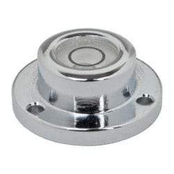 Geier & Bluhm, Inc. - 3/4 Inch Base Diameter x 0.31 Inch Overall Height, 1 Circle, Brass Bull's Eye Circular Level - 0.18 Inch Vial Diameter, 5/16 Inch Inner Diameter, 0.076 Inch Mounting Hole Diameter, 0.1 Inch Sensitivity, -40 to 165°F - Top Tool & Supply