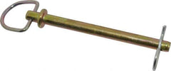 Made in USA - 3/8" Pin Diam, 4-3/8" Long, Zinc Plated Steel Pull Ring Hitch Pin - 4" Usable Length - Top Tool & Supply