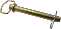 Made in USA - 1" Pin Diam, 8" Long, Zinc Plated Steel Pull Ring Hitch Pin - 7" Usable Length - Top Tool & Supply