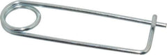 Made in USA - 2-13/16" Usable Length Spring Steel Standard Safety Pin - 4-3/8" OAL, 0.12" Wire Diam, 13/16" Inside Clearance, Zinc-Plated - Top Tool & Supply