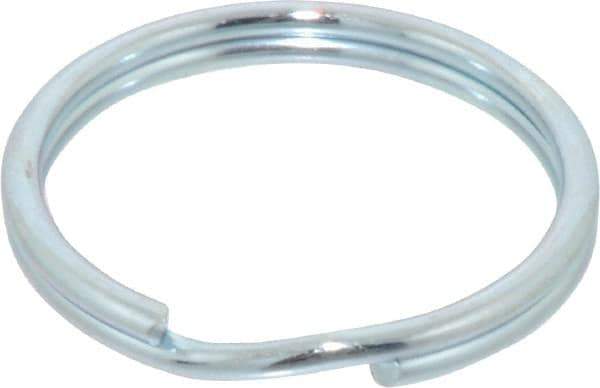 Made in USA - 1.06" ID, 1-1/4" OD, 0.13" Thick, Split Ring - Grade 2 Spring Steel, Zinc-Plated Finish - Top Tool & Supply