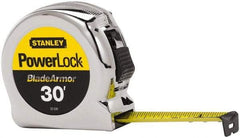 Stanley - 30' x 1" Yellow Blade Tape Measure - 1/16" Graduation, Inch Graduation Style, Silver Case - Top Tool & Supply