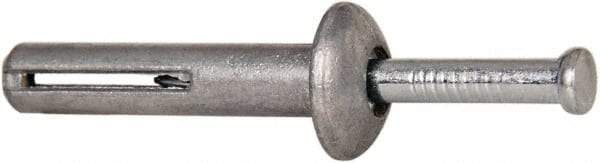 Powers Fasteners - 1/4" Diam, 1/4" Drill, 1-1/4" OAL, 1-7/8" Min Embedment Hammer Drive Concrete Anchor - Steel (Drive Pin)/Zamac Alloy (Body), Zinc-Plated Finish, Mushroom Head - Top Tool & Supply