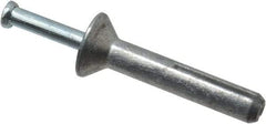 Powers Fasteners - 1/4" Diam, 1/4" Drill, 1-1/2" OAL, 7/8" Min Embedment Hammer Drive Concrete Anchor - Steel (Drive Pin)/Zamac Alloy (Body), Zinc-Plated Finish, Flat Head - Top Tool & Supply