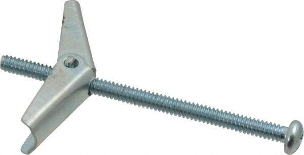 Powers Fasteners - 3/16" Screw, 3/16" Diam, 3" Long, Toggle Bolt Drywall & Hollow Wall Anchor - 1/2" Drill, Zinc Plated, Steel, Grade Zamac 7, Use in Drywall & Wallboard - Top Tool & Supply