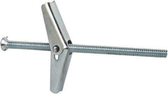 Powers Fasteners - 3/16" Screw, 3/16" Diam, 4" Long, Toggle Bolt Drywall & Hollow Wall Anchor - 1/2" Drill, Zinc Plated, Steel, Grade Zamac 7, Use in Drywall & Wallboard - Top Tool & Supply