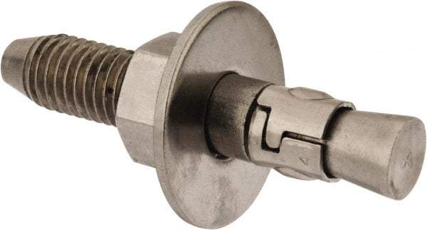 Powers Fasteners - 5/8" Diam, 5/8" Drill, 3-1/2" OAL, Wedge Expansion Concrete Anchor - 304 Stainless Steel, Hex Nut Head, Hex Drive, 2" Thread Length - Top Tool & Supply