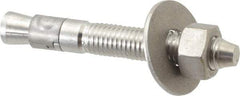 Powers Fasteners - 5/8" Diam, 5/8" Drill, 4-1/2" OAL, Wedge Expansion Concrete Anchor - 304 Stainless Steel, Hex Nut Head, Hex Drive, 3" Thread Length - Top Tool & Supply