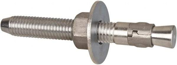 Powers Fasteners - 5/8" Diam, 5/8" Drill, 5" OAL, Wedge Expansion Concrete Anchor - 304 Stainless Steel, Hex Nut Head, Hex Drive, 3-1/2" Thread Length - Top Tool & Supply