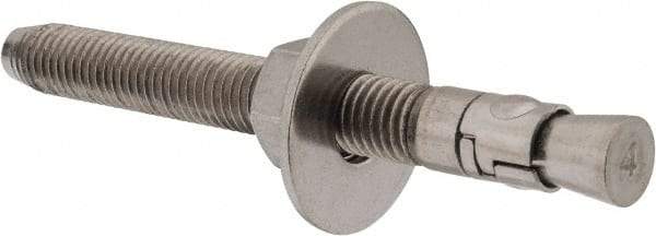 Powers Fasteners - 5/8" Diam, 5/8" Drill, 6" OAL, Wedge Expansion Concrete Anchor - 304 Stainless Steel, Hex Nut Head, Hex Drive, 4-1/2" Thread Length - Top Tool & Supply