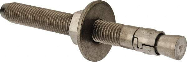 Powers Fasteners - 3/4" Diam, 3/4" Drill, 7" OAL, Wedge Expansion Concrete Anchor - 304 Stainless Steel, Hex Nut Head, Hex Drive, 5-1/8" Thread Length - Top Tool & Supply