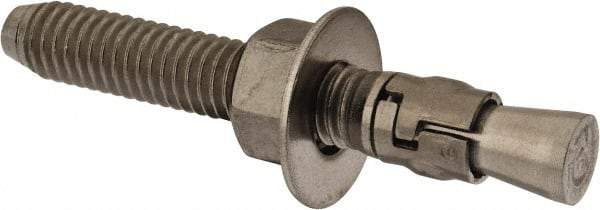 Powers Fasteners - 3/8" Diam, 3/8" Drill, 2-3/4" OAL, Wedge Expansion Concrete Anchor - 316 Stainless Steel, Hex Nut Head, Hex Drive, 1-5/8" Thread Length - Top Tool & Supply