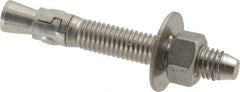 Powers Fasteners - 1/2" Diam, 1/2" Drill, 3-3/4" OAL, Wedge Expansion Concrete Anchor - 316 Stainless Steel, Hex Nut Head, Hex Drive, 2-3/8" Thread Length - Top Tool & Supply