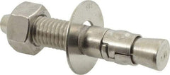 Powers Fasteners - 5/8" Diam, 5/8" Drill, 3-1/2" OAL, 1" Min Embedment Wedge Expansion Concrete Anchor - 316 Stainless Steel, Hex Nut Head, Hex Drive, 2" Thread Length - Top Tool & Supply