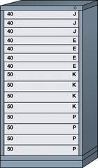 Eye Level-Standard Cabinet - 15 Drawers - 30 x 28-1/4 x 59-1/4" - Single Drawer Access - Top Tool & Supply