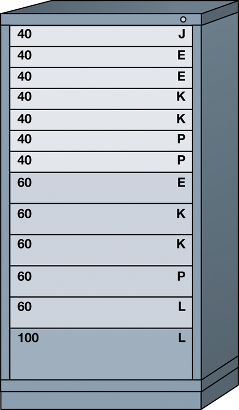 Eye Level-Standard Cabinet - 13 Drawers - 30 x 28-1/4 x 59-1/4" - Single Drawer Access - Top Tool & Supply