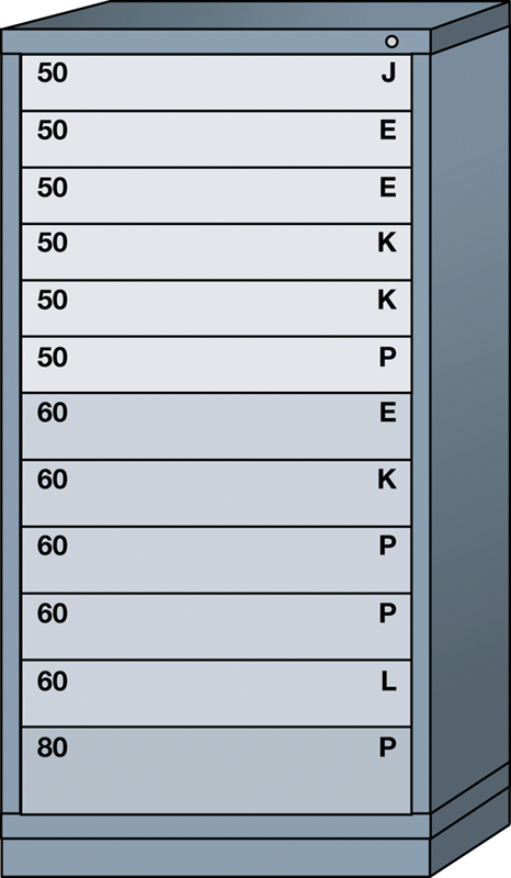 59.25 x 28.25 x 30'' (12 Drawers) - Pre-Engineered Modular Drawer Cabinet Eye-Level (244 Compartments) - Top Tool & Supply