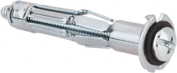 Powers Fasteners - 3/16" Screw, 3/8" Diam, 2" Long, 3/8 to 5/8" Thick, Sleeve Drywall & Hollow Wall Anchor - 3/8" Drill, Zinc Plated, Steel, Grade 5, Use in Concrete, & Masonry, Drywall, Plywood & Wallboard - Top Tool & Supply