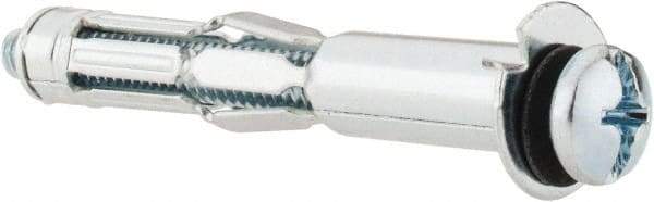 Powers Fasteners - 1/4" Screw, 7/16" Diam, 2-3/4" Long, 5/8 to 1-1/8" Thick, Sleeve Drywall & Hollow Wall Anchor - 7/16" Drill, Zinc Plated, Steel, Grade 5, Use in Concrete, & Masonry, Drywall, Plywood & Wallboard - Top Tool & Supply