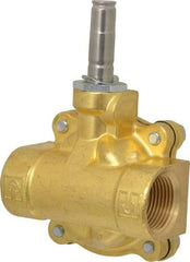 Parker - 1" Port, Two Way, Piloted Diaphragm, Brass Solenoid Valve - Normally Open, 125 Max PSI, NBR Seal - Top Tool & Supply