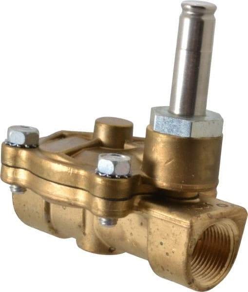 Parker - 3/4" Port, Two Way, Piloted Diaphragm, Brass Solenoid Valve - Normally Closed, 125 Max PSI, NBR Seal - Top Tool & Supply