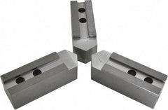 H & R Manufacturing - 1.5mm x 60° Serrated Attachment, Square Soft Lathe Chuck Jaw - 3 Jaws, Steel, 1.69" Btw Mount Hole Ctrs, 7-1/2" Long x 2-1/2" Wide x 2-1/2" High, 0.866" Groove, 20mm Fastener - Top Tool & Supply