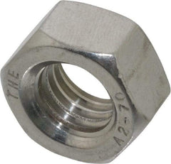 Value Collection - M12x1.75 Stainless Steel Right Hand Hex Nut - 19mm Across Flats, 10mm High, Uncoated - Top Tool & Supply