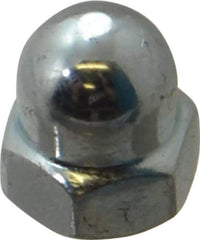 Value Collection - M4x0.7 7mm Width Across Flats, Zinc Plated, Steel Acorn Nut - 8mm Overall Height, Grade 2, DIN 1587 - Top Tool & Supply