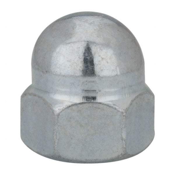 Value Collection - M12x1.75 19mm Width Across Flats, Zinc Plated, Steel Acorn Nut - 22mm Overall Height, Grade 2, DIN 1587 - Top Tool & Supply