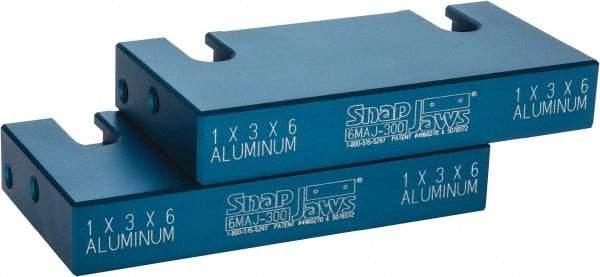 Snap Jaws - 6" Wide x 3" High x 1" Thick, Flat/No Step Vise Jaw - Soft, Aluminum, Fixed Jaw, Compatible with 6" Vises - Top Tool & Supply