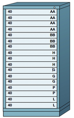 59.25 x 28.25 x 30'' (17 Drawers) - Pre-Engineered Modular Drawer Cabinet Eye-Level (591 Compartments) - Top Tool & Supply