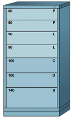 59.25 x 28.25 x 30'' (7 Drawers) - Pre-Engineered Modular Drawer Cabinet Eye-Level (77 Compartments) - Top Tool & Supply