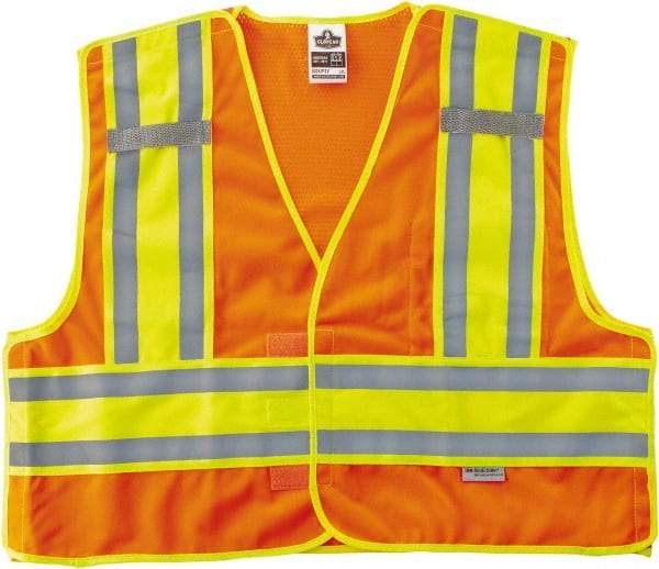 Ergodyne - Size 6X/7XL High Visibility Orange Mesh/Solid Public Safety Vest - 64 to 70" Chest, ANSI/ISEA 107, Hook & Loop Closure, 1 Pocket, Polyester - Top Tool & Supply