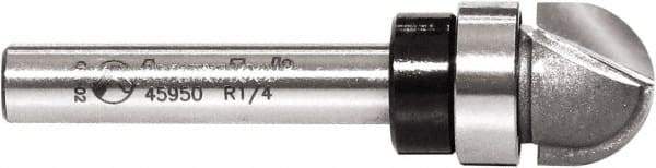 Amana Tool - 1/2" Cut Diam, 3/8" Length of Cut, 2 Flute Core Box Edge Profile Router Bit - Carbide-Tipped, 1/4" Shank Diam, 2" OAL, Uncoated - Top Tool & Supply