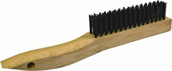 Gordon Brush - 4 Rows x 16 Columns Steel Plater Brush - 4-3/4" Brush Length, 10" OAL, 1-1/8 Trim Length, Wood Shoe Handle - Top Tool & Supply