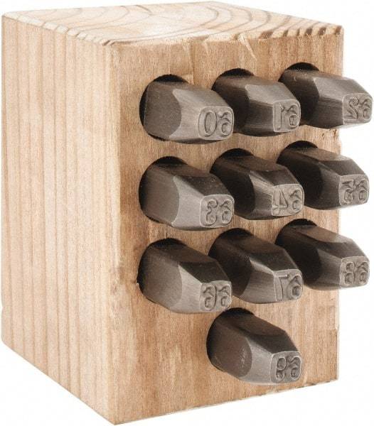 C.H. Hanson - 10 Piece, 1/4" Character Steel Stamp Set - Double Digit Figures, Double Digits - Top Tool & Supply