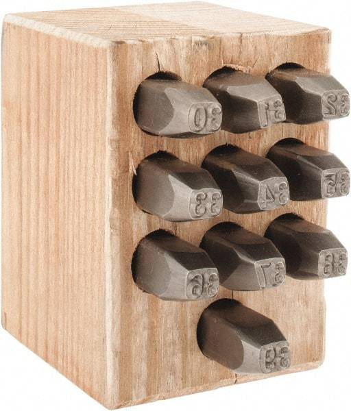 C.H. Hanson - 10 Piece, 1/4" Character Steel Stamp Set - Double Digit Figures, Double Digits - Top Tool & Supply