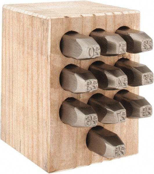 C.H. Hanson - 10 Piece, 1/4" Character Steel Stamp Set - Double Digit Figures, Double Digits - Top Tool & Supply