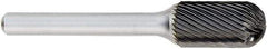 OSG - 1/8" Cut Diam, 1/4" Shank Diam, Cylinder with Radius Head Fluted Cut Burr - Carbide, Radius End, 1/2" LOC, 2" OAL - Top Tool & Supply