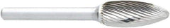 OSG - 5/16" Cut Diam, 1/4" Shank Diam, Flame Head Fluted Cut Burr - Carbide, Radius End, 3/4" LOC, 2" OAL - Top Tool & Supply