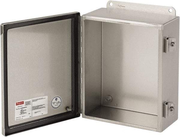 nVent Hoffman - Stainless Steel Junction Box Enclosure Hinge Flat Cover - NEMA 4, 12, 13, 4X, 8" Wide x 10" High x 4" Deep - Top Tool & Supply